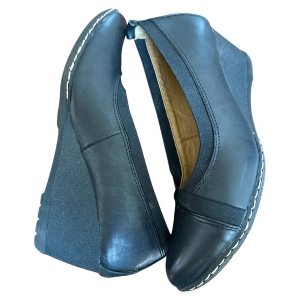 EuroSoft Sofft Amanda Wedge Heels Shoes Black Leather Comfort Women’s‎ Size 9